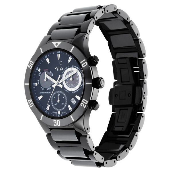 Xylys Swiss Chronograph Stainless Steel And Ceramic Strap Black Dial Watch For Men - image number 2