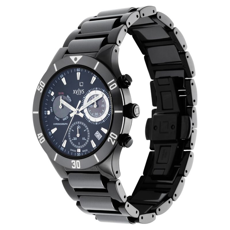 Xylys Quartz Chronograph Black Dial Stainless Steel & Ceramic Strap Watch for Men - image number 2