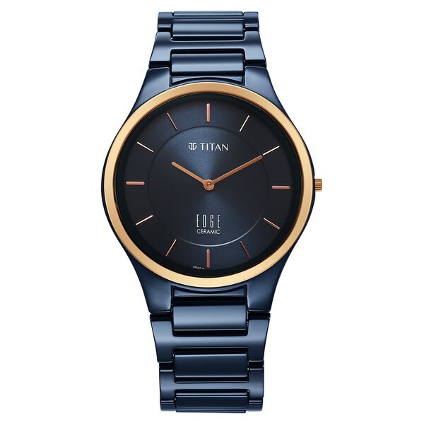 Titan Edge Bicolour Quartz Analog Blue Dial Blue Ceramic Strap Watch For Men - image number 0