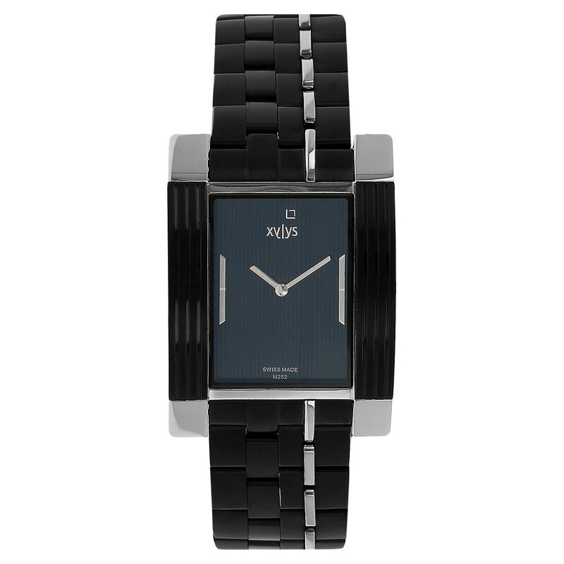 Xylys Swiss Analog Two Toned Stainless Steel Strap and Black Dial Watch For Men