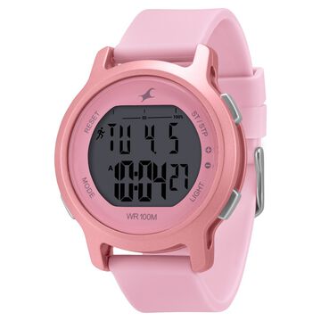 Fastrack Street Line Digital Dial Pink Silicone Strap Watch for Girls