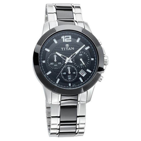 Titan Ceramics Black Dial Chronograph Stainless Steel and Ceramic Strap watch for Men - image number 0
