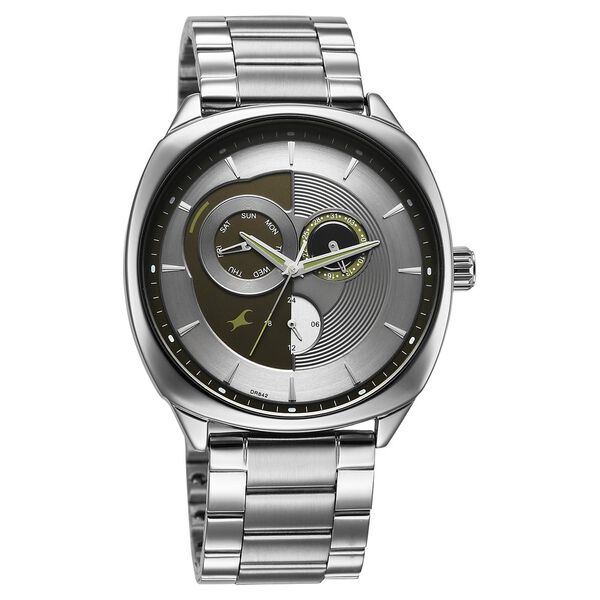 Fastrack Tick Tock Quartz Multifunction Silver Dial Stainless Steel Strap Watch For Guys - image number 1