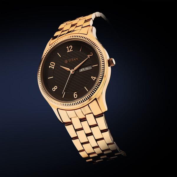 Titan Karishma Brown Dial Analog with Day and Date Stainless Steel Strap Watch for Men - image number 2