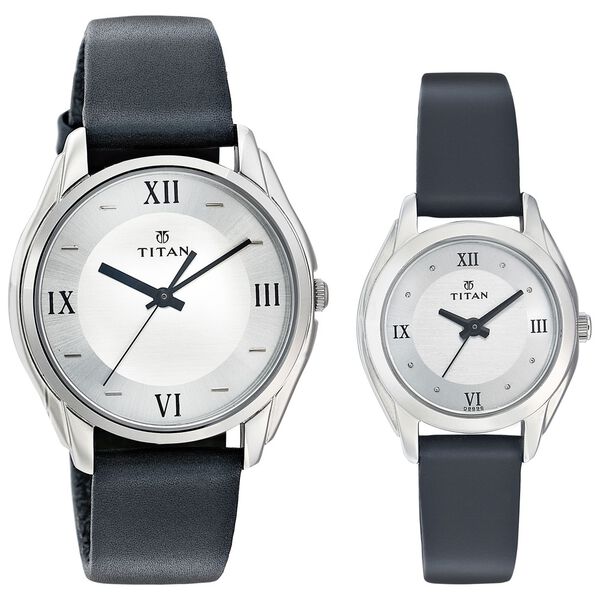Titan Quartz Analog Silver Dial Watch for Couple - image number 0