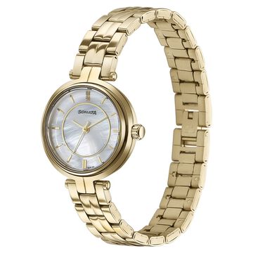 Sonata Wedding Quartz Analog Off White Dial Stainless Steel Strap Watch For Women
