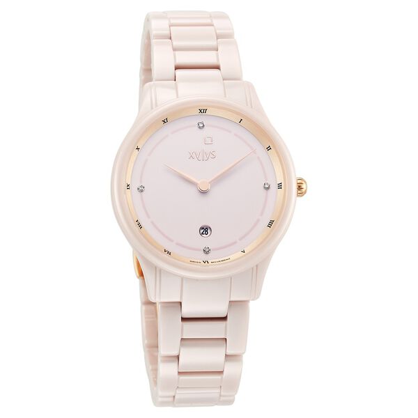 Xylys Swiss Analog with Date Pink Ceramic Strap and Dial Watch For Women - image number 0