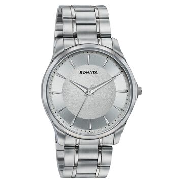 Sonata Traditional Essentials Silver Dial Stainless Steel Strap Watch