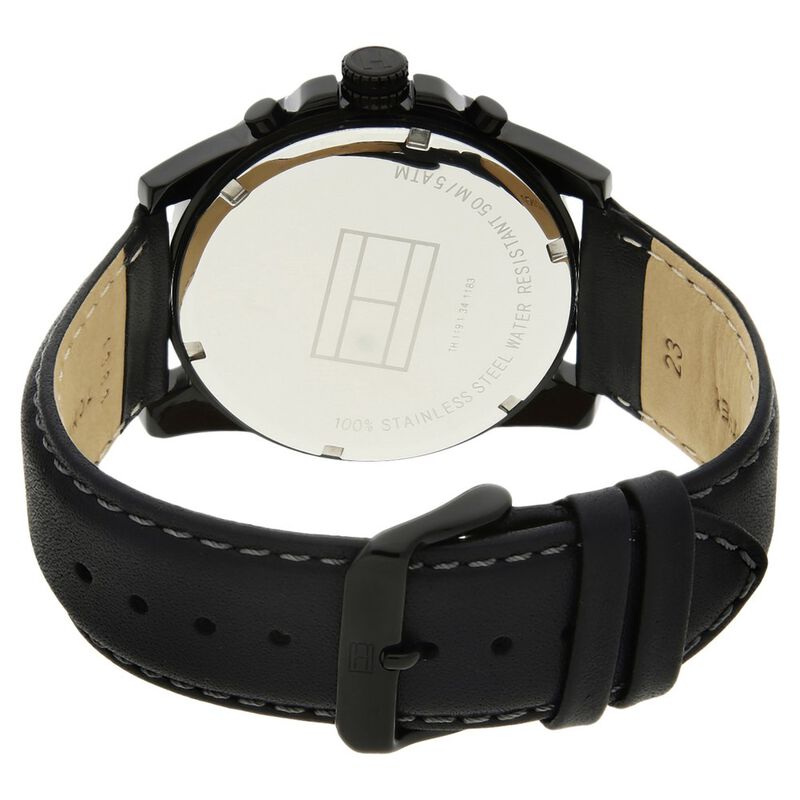 Tommy Hilfiger Quartz Chronograph Black Dial Leather Strap Watch for Men - image number 3