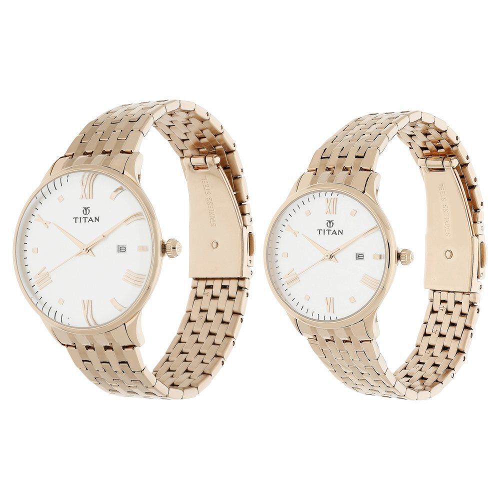 Titan couple watches online rose gold
