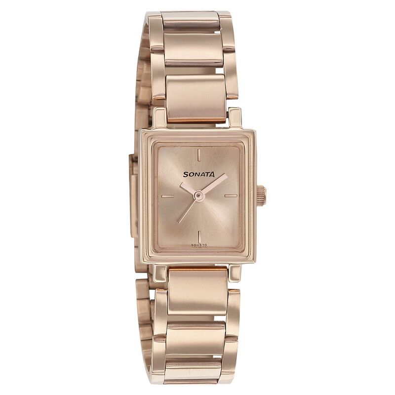 Sonata Blush Rose Gold Dial Women Watch With Stainless Steel Strap