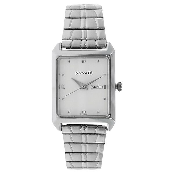 Sonata Quartz Analog White Dial Stainless Steel Strap Watch for Men - image number 0