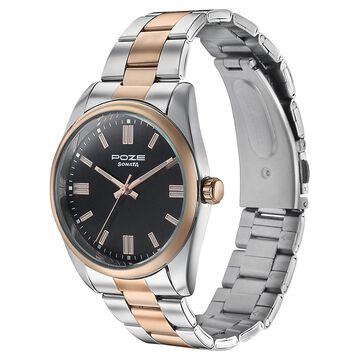 Sonata Poze Quartz Analog Black Dial Metal Strap Watch for Men