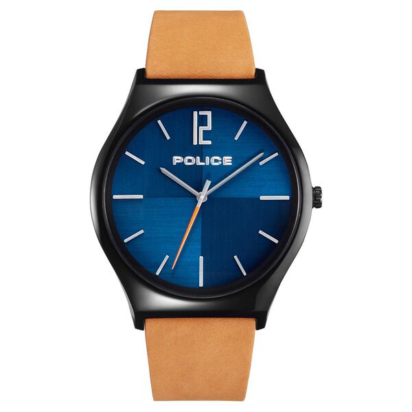 Police Quartz Analog Blue Dial Leather Strap Watch for Men - image number 0