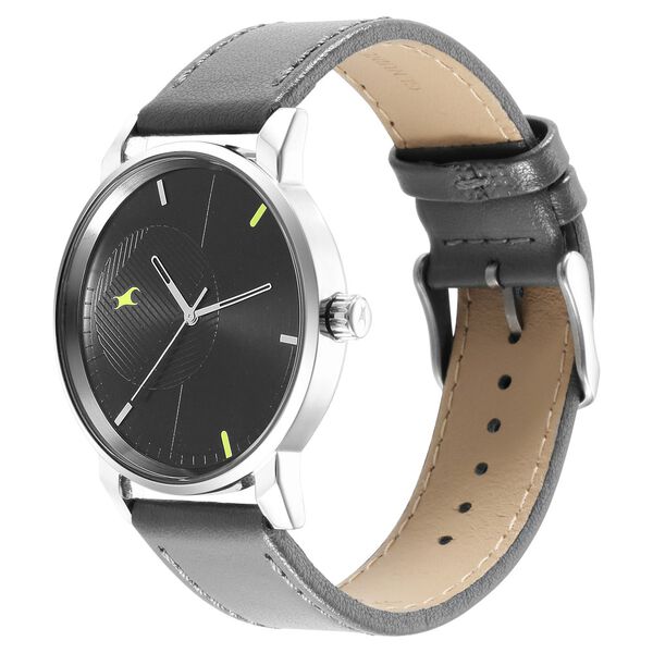Fastrack Stunners Quartz Analog Black Dial Leather Strap Watch for Guys - image number 3