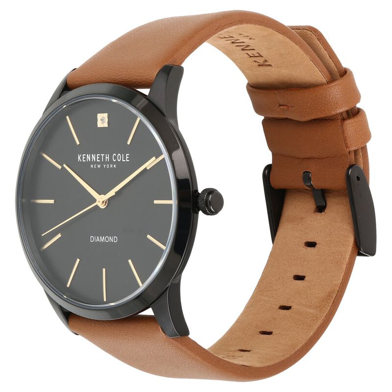 Kenneth Cole Quartz Analog Black Dial Leather Strap Watch for Men - image number 1