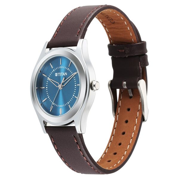 Titan Karishma Zing Quartz Analog Blue Dial Leather Strap Watch for Men - image number 2
