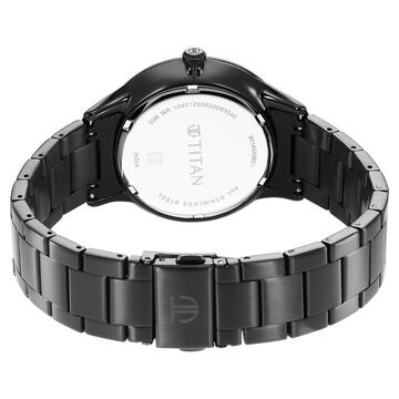 Titan Black Dial World Time with Date Stainless Steel Strap watch for Men