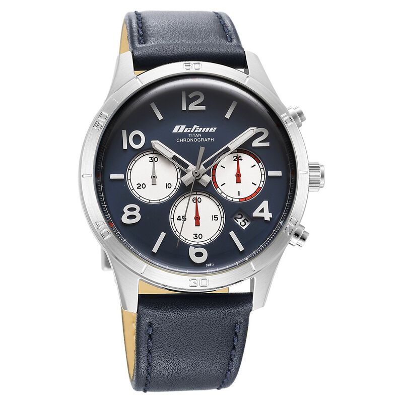 Titan Octane Classic Sporty Blue Dial Chronograph Stainless Steel Strap watch for Men