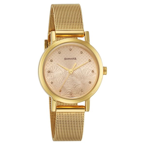 Sonata Quartz Analog Rose Gold Stainless Steel Strap for Women - image number 0