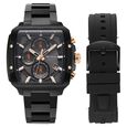 Octane Velocity Sporty Black Dial Tonneau Stainless Steel Watch For Men