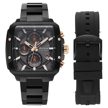 Octane Velocity Sporty Black Dial Tonneau Black And Rose Gold Steel Watch For Men