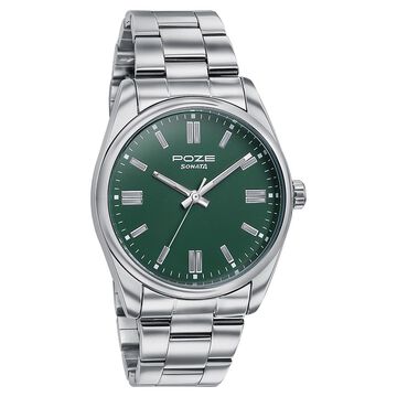 Sonata Poze Quartz Analog Green Dial Metal Strap Watch for Men