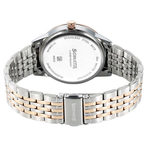 Sonata Wedding Quartz Analog Blue Dial Stainless Steel Strap Watch For Men - image number 3