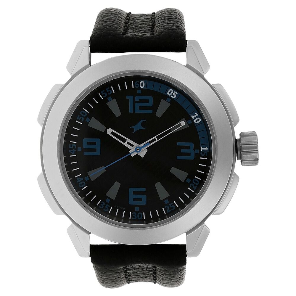 Buy Online Fastrack Quartz Analog Black Dial Leather Strap Watch for Guys nk3130sl02 Titan