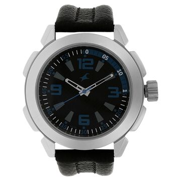 Fastrack Quartz Analog Black Dial Leather Strap Watch for Guys