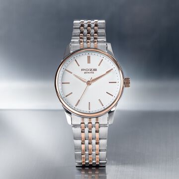Sonata Poze Quartz Analog White Dial Two Toned Colour Stainless Steel Strap Watch For Men
