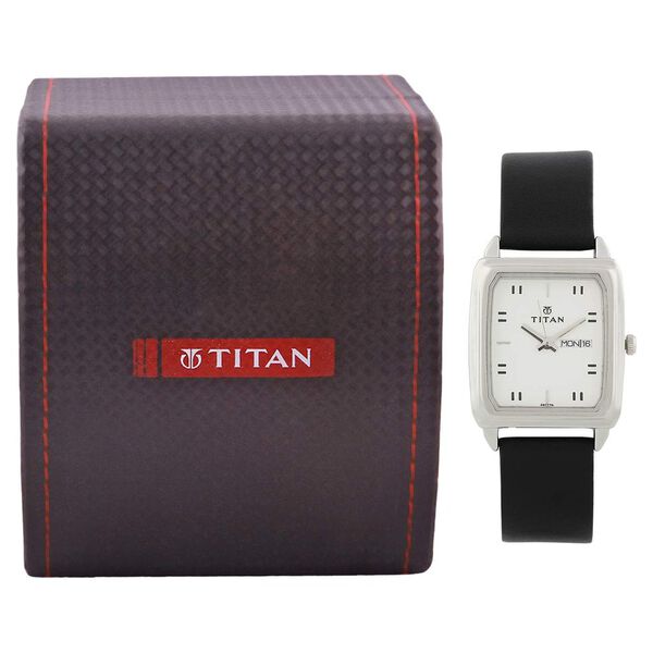Titan Karishma Silver Dial Analog with Day and Date Leather Strap Watch for Men - image number 4