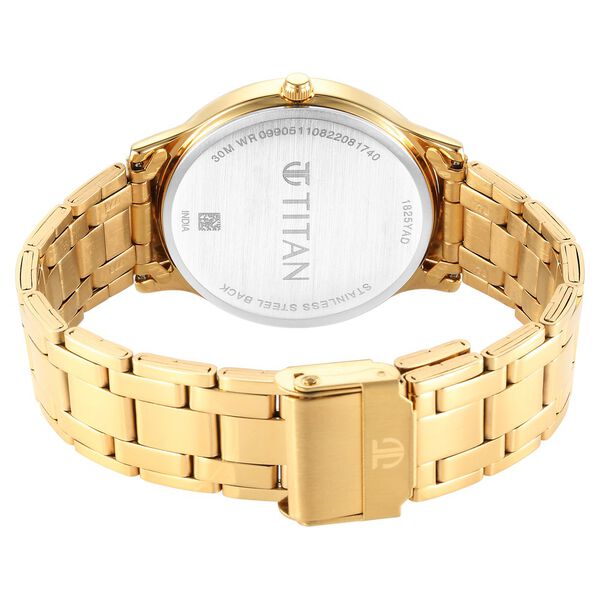 Titan Karishma Quartz Analog Champagne Round Dial Golden Stainless Steel Strap Watch For Men - image number 4