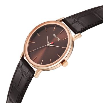 Sonata Utsav Quartz Analog Brown Dial Watch for Men