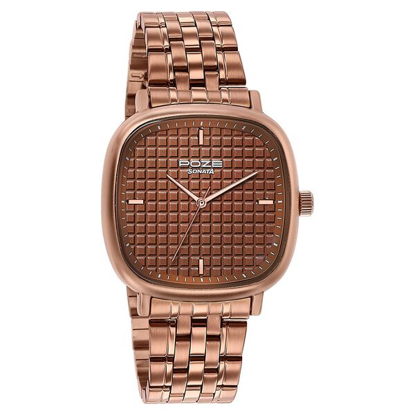 Sonata Poze Quartz Analog Brown Dial Brown Colour Stainless Steel Strap Watch For Men - image number 1