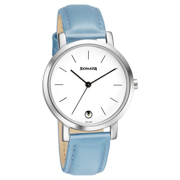 Sonata Play White Dial Women Watch With Leather Strap - image number 0