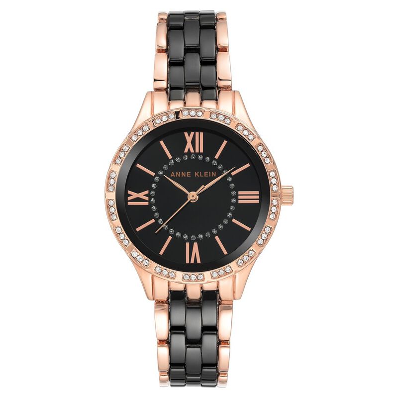 Anne Klein Quartz Analog Black Dial Stainless Steel Strap Watch for Women