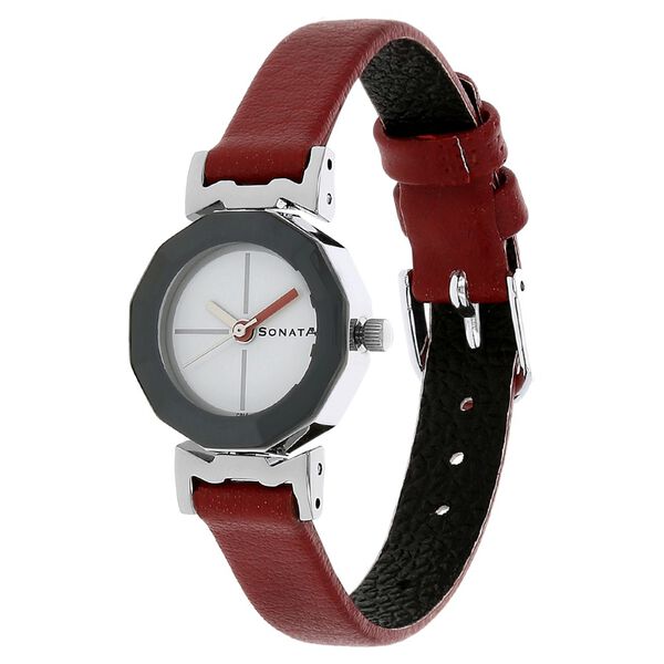 Sonata Quartz Analog White Dial Leather Strap Watch for Women - image number 1