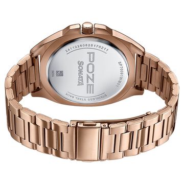 Poze By Sonata Quartz Analog Green Dial Rose Gold Metal Strap Watch For Men