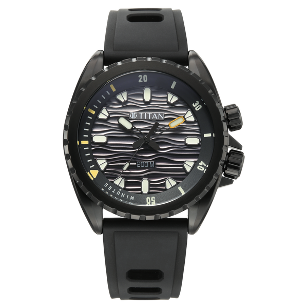 Titan Zero Hour Diver's 200m Analog with Black Dial Black FKM Strap Watch for Men - image number 0