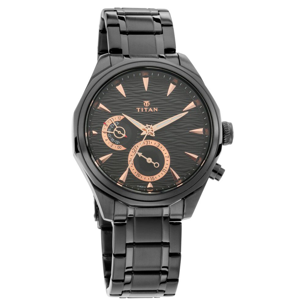 Buy Online Titan Maritime Black Dial Quartz Multifunction Stainless Steel Strap watch for Men nn1829nm01 Titan