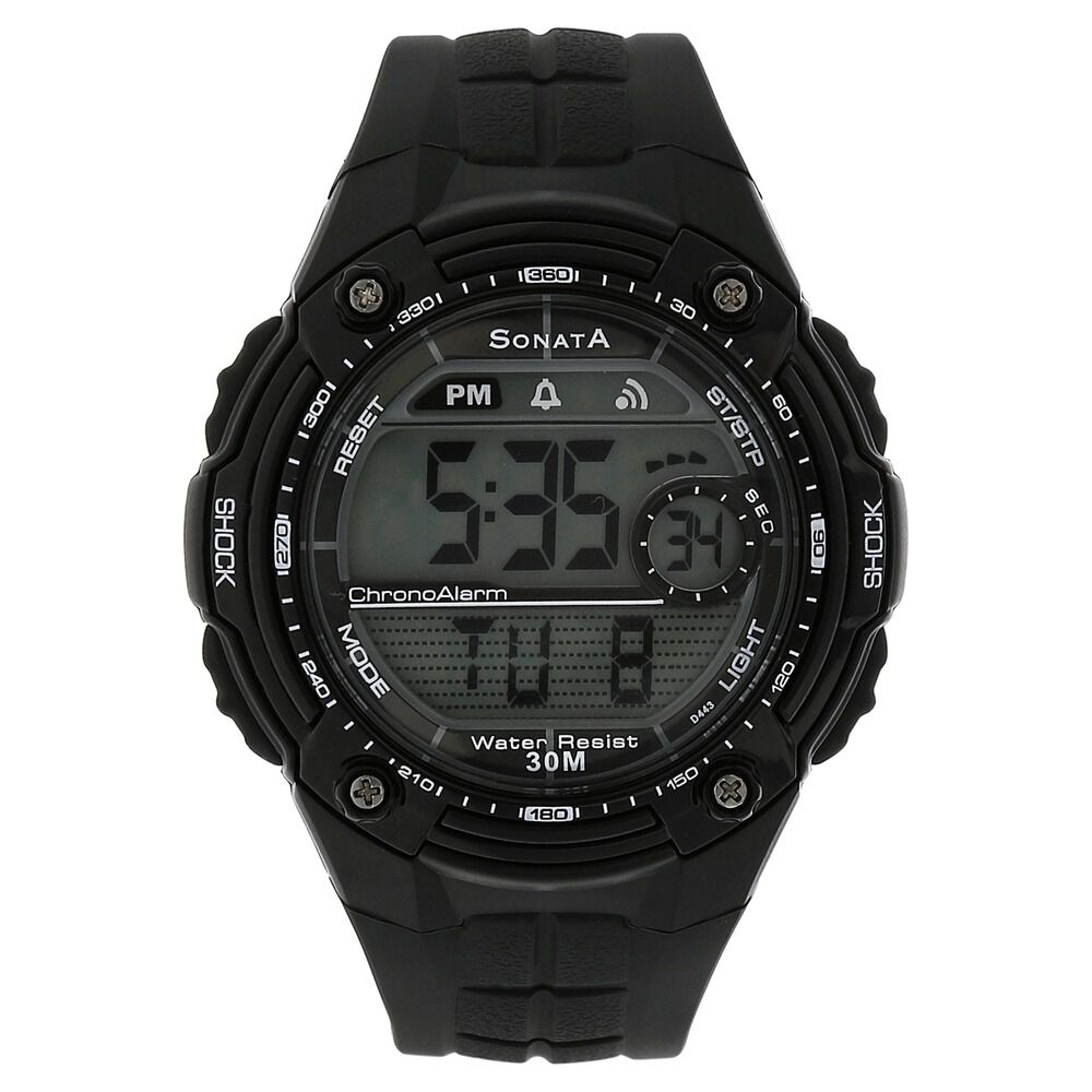 Sf digital watch with sales black plastic strap for men