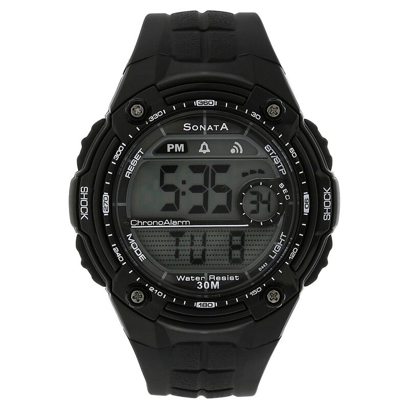 SF Digital Dial Black Plastic Strap Watch for Men
