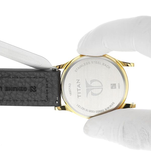 22 mm Black Genuine Leather Straps for Men - image number 6