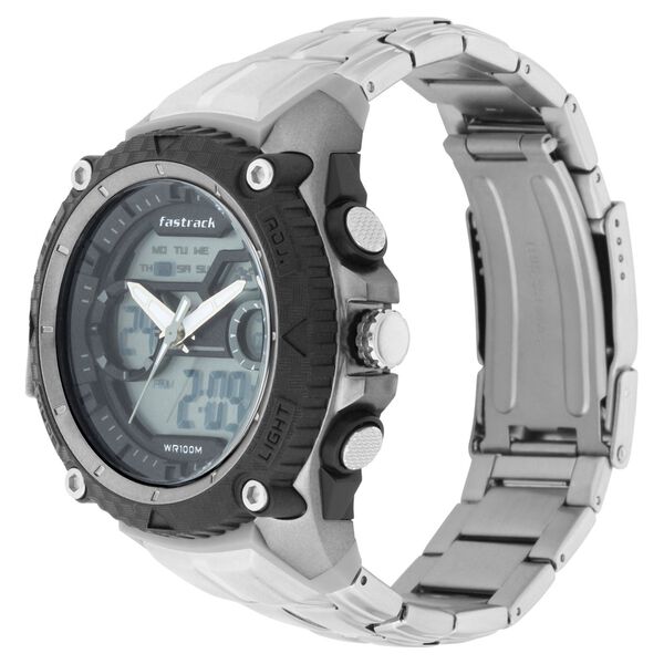 Fastrack Hitlist Quartz Analog Digital Dial Stainless Steel Strap Watch for Guys - image number 2