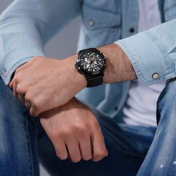 Police Men's Luang KL Rahul Edition Automatic Watch Textured Leather Strap Watch