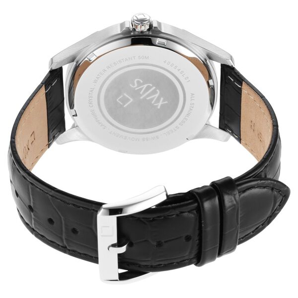 Xylys Swiss Multifunction Black Leather Strap Black Dial Watch For Men - image number 4