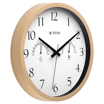 Titan Chic 30 cm Wooden Wall Clock with Smart Climate Monitoring