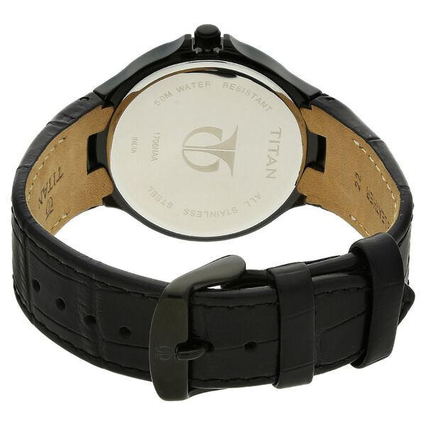 Titan Globe Trotter Black Dial World Time Leather Strap watch for Men - image number 3