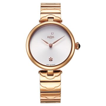 Xylys Swiss Analog Rose Gold Stainless Steel Strap Silver Dial Watch For Women
